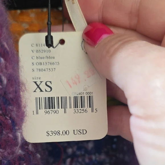 Free People Vibrant Multicolor Knit Cardigan Sweater Coat XS - Picture 3 of 6